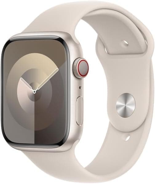 Apple Watch Series 9 (GPS + Cellular, 45 MM) Caja de Aluminio Blanco Estrella con Correa Deportiva Blanco Estrella, M/L (Reacondicionado)