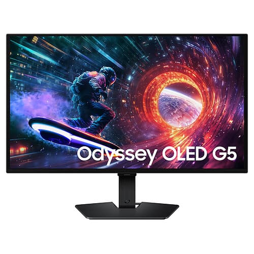 Samsung OLED de 27 - Odyssey G5 S27FG500SU Pantalla de PC 2.5K - 2560 x 1440 píxeles - 0,03 ms (gris a gris) - 16:9 - Panel OLED - 180 Hz - HDR10 - Compatible con FreeSync / G-SYNC - HDMI/DisplayPort - Negro