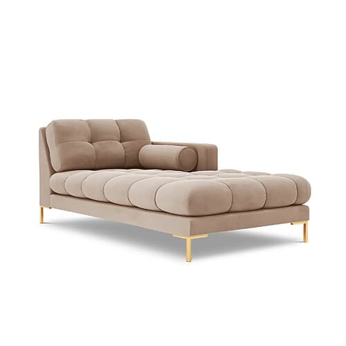 Tumbona Bali de diseño cosmopolita - Beige. Chaise longue derecha - 1 plaza - tapicería de terciopelo - no convertible